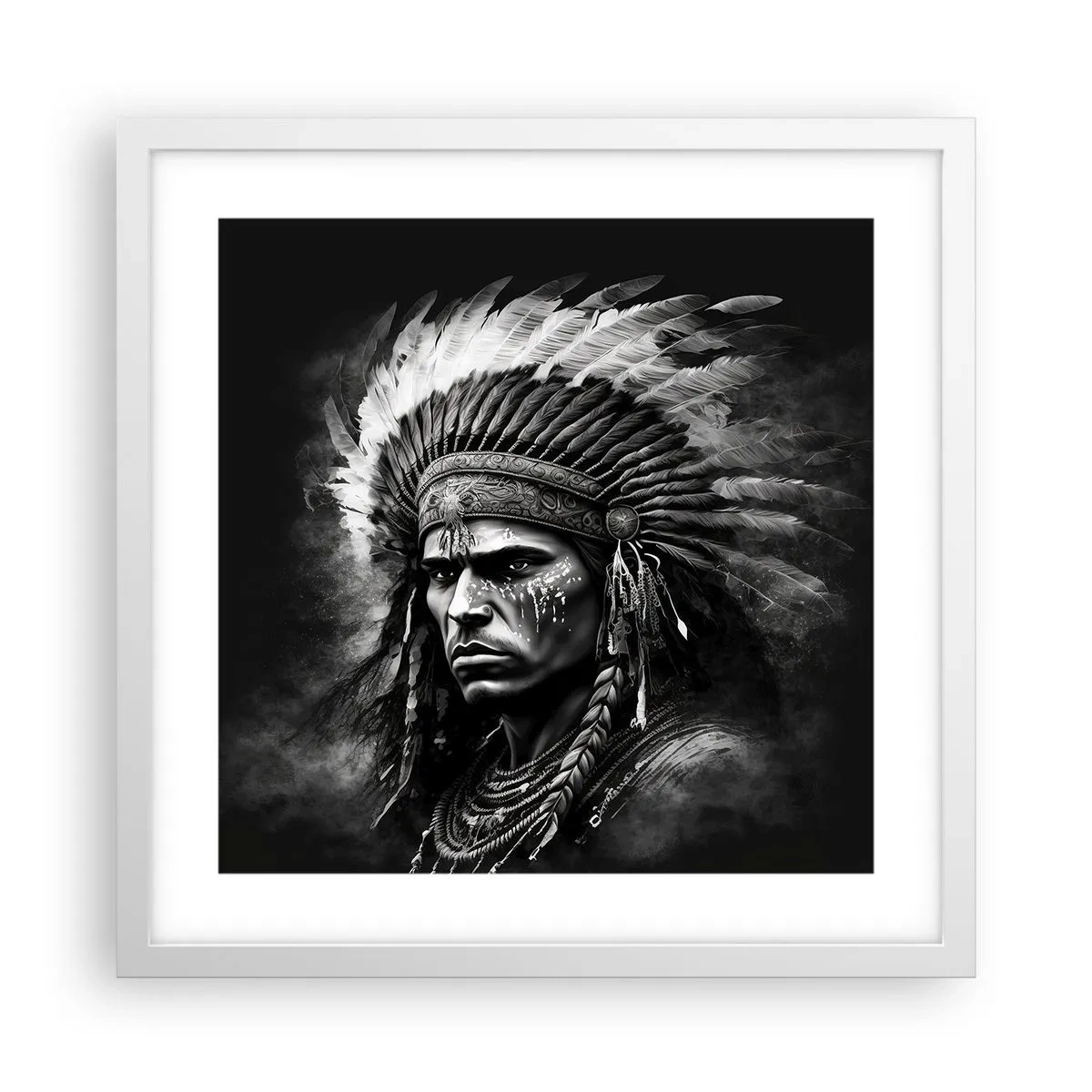 Poster în ramă albă - Conducător și luptător - 40x40 cm