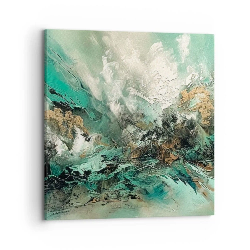 Tablou pe pânză - Fierbere negru-smarald - 70x70 cm