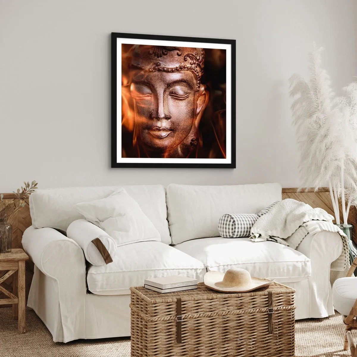 Poster în ramă neagră - Există doar aici și acum - 40x40 cm