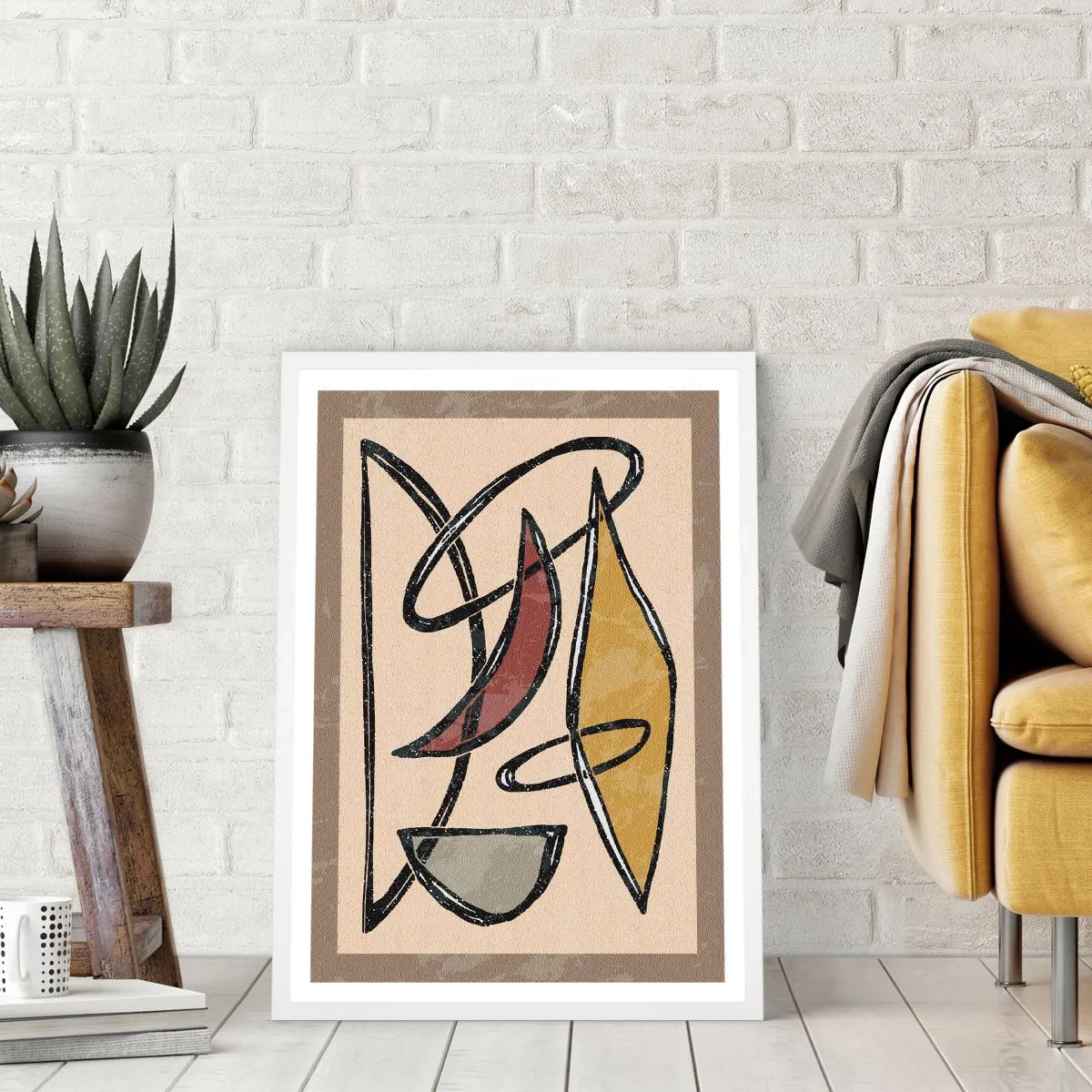 Poster în ramă albă - Compoziție - arcuri și ovale - 70x100 cm