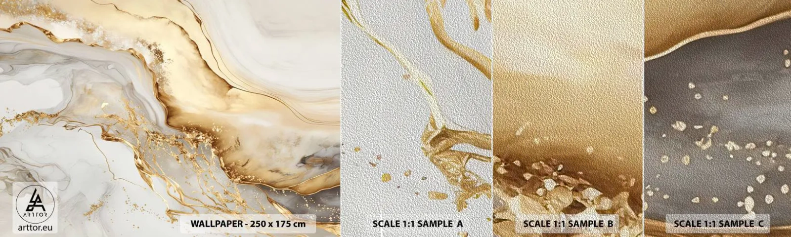 Mostră tapet Premium Sand - Abstracție: frumusețe și bunătate - Marmură, Glamour, Elegant - 100x30 cm