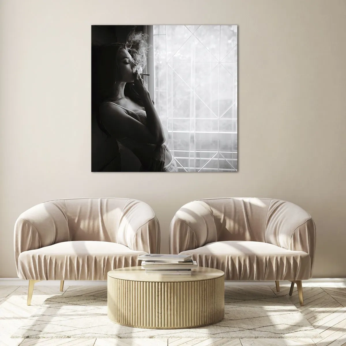 Tablou pe sticlă - Un moment senzual - 60x60 cm