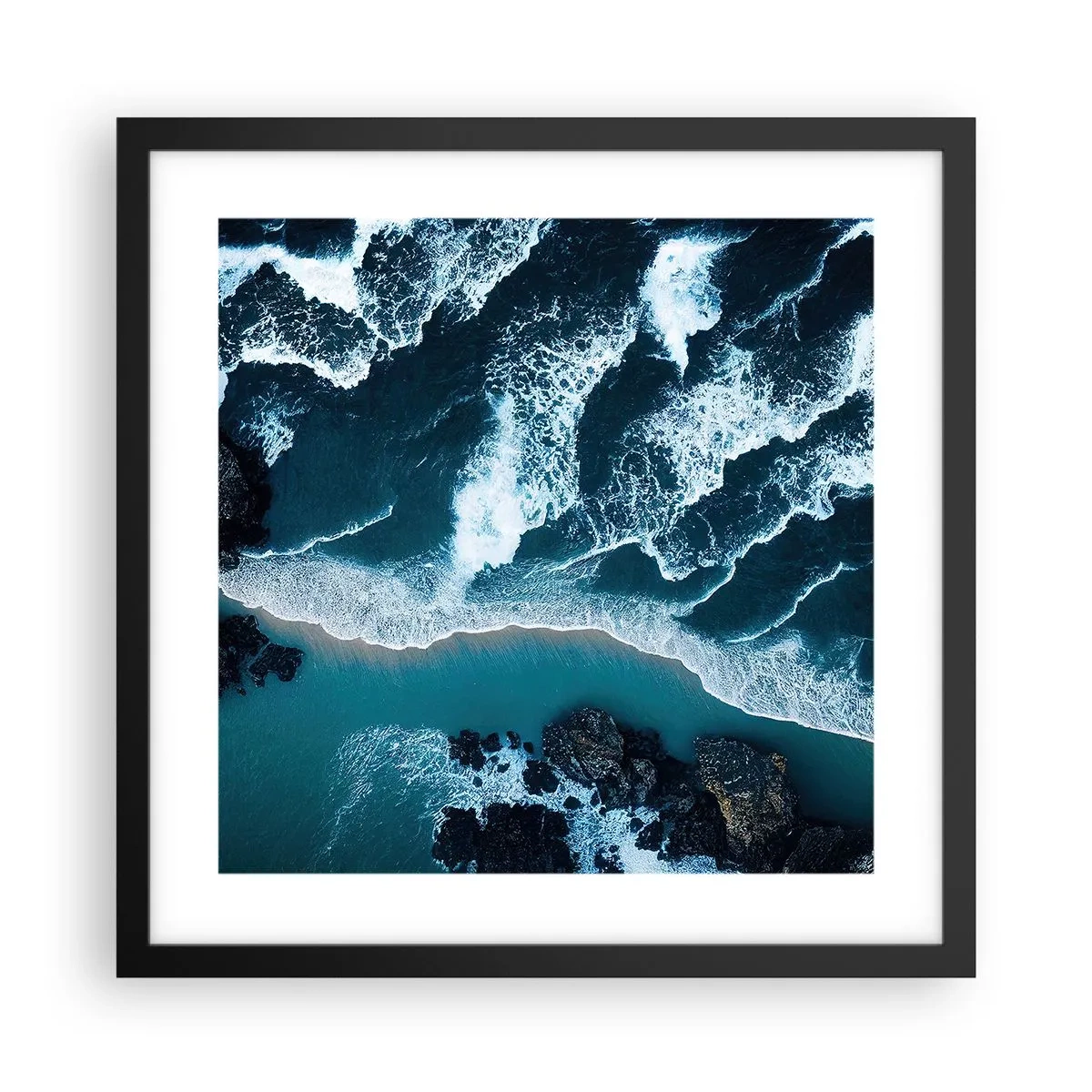 Poster în ramă neagră - Înfășurate în valuri - 40x40 cm