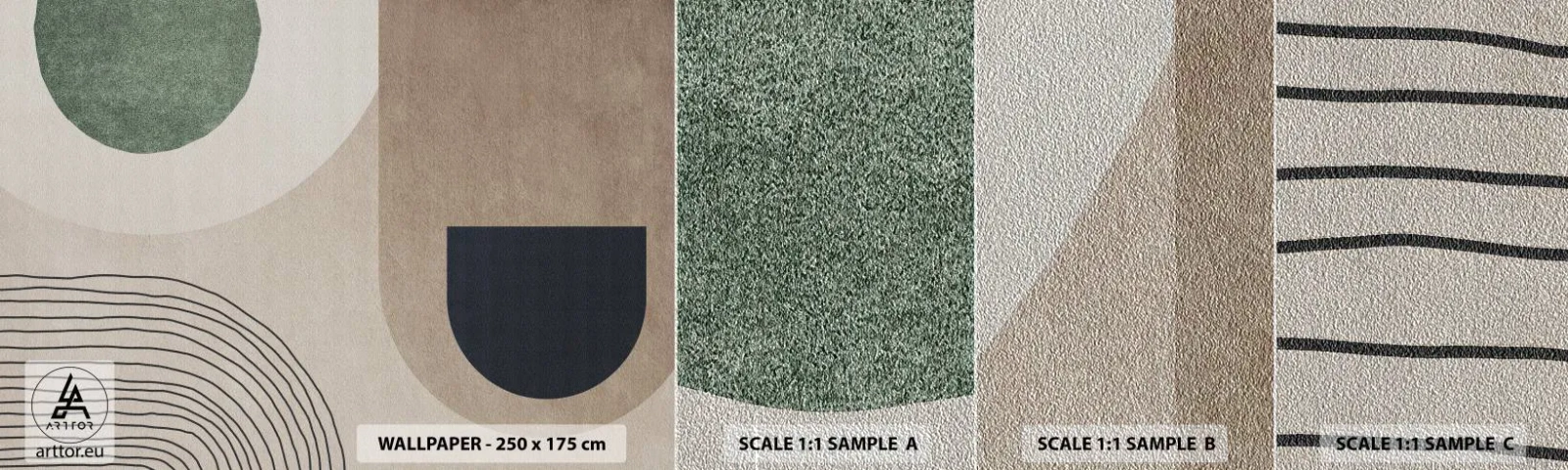 Mostră tapet Premium Sand - Blândețea ovalului - Minimalism, Bucată, Abstracția - 100x30 cm