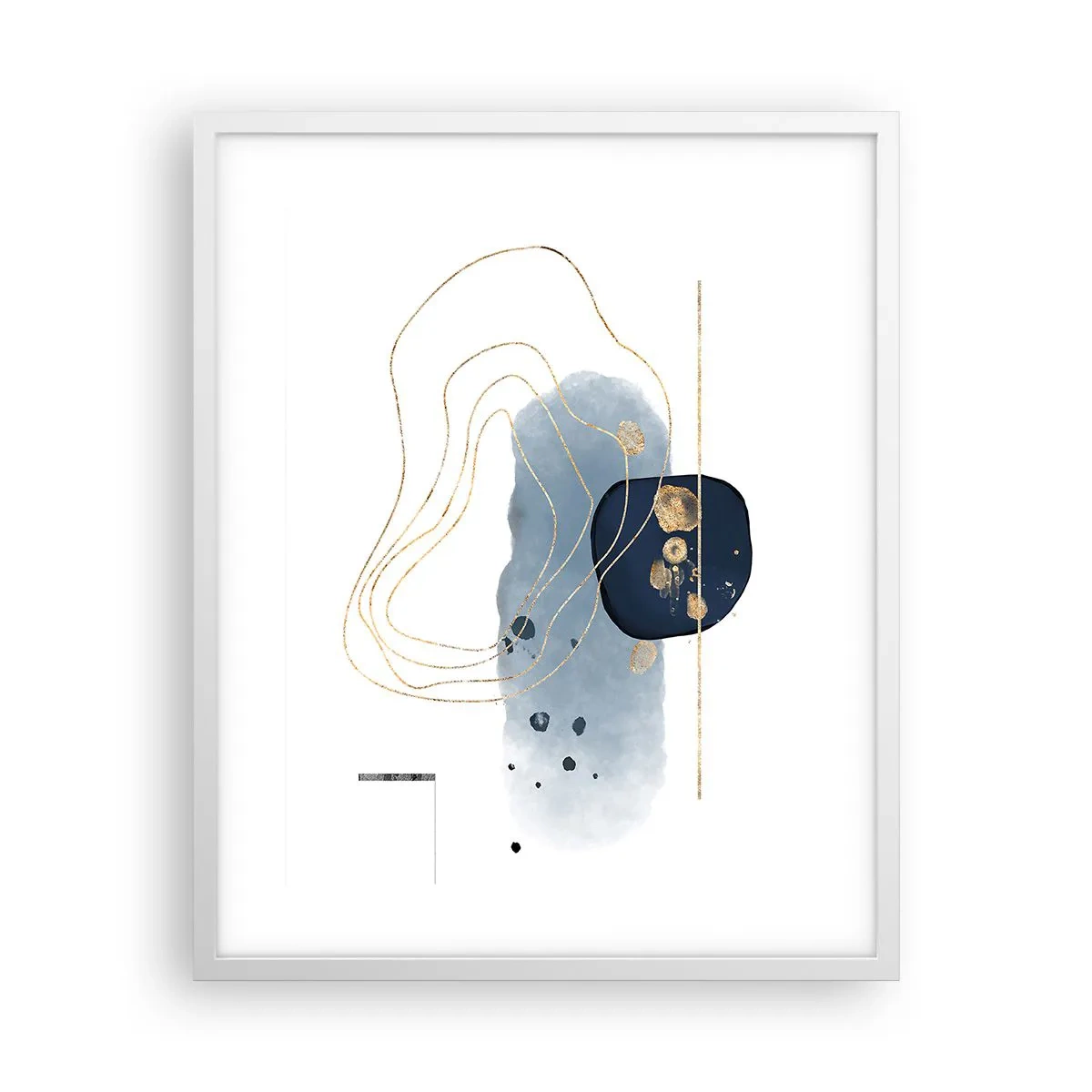 Poster în ramă albă - Fantezie albastru-auriu - 40x50 cm