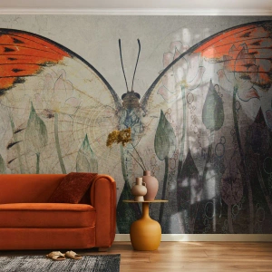 Tapet Autoadeziv Deluxe Sticker - Unde fluturele se leagănă pe iarbă - Abstracția, Fluture, Natură - 350x256 cm