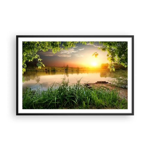 Poster în ramă neagră - Peisaj într-un cadru verde - 91x61 cm