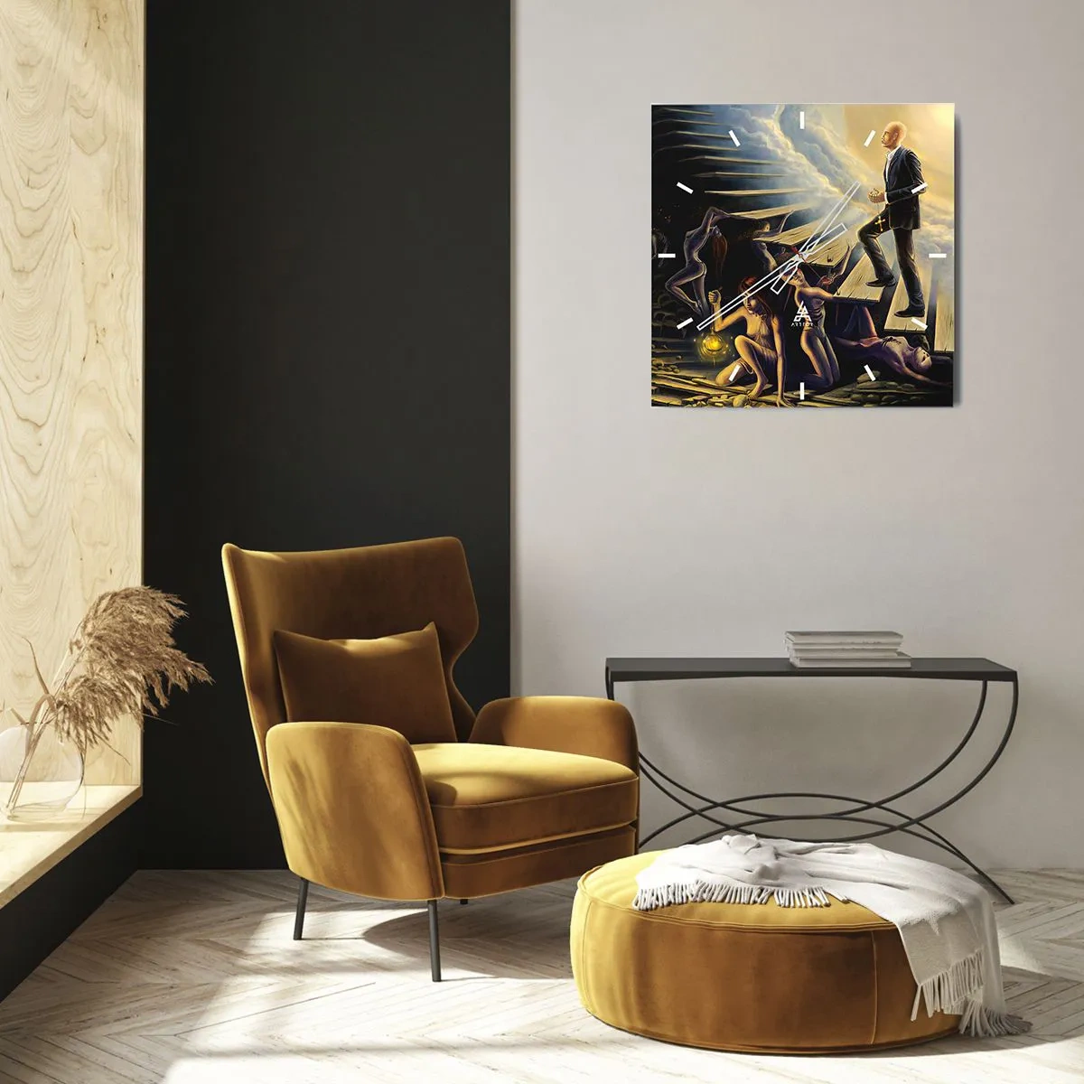 Ceas de perete - Ceas pe sticlă - O călătorie dantescă spre lumină - 30x30 cm