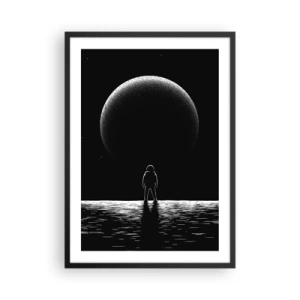 Poster în ramă neagră - Un astronaut pe fundalul unei planete uriașe în spațiu - 50x70cm - Față în față - Decorațiune modernă pentru perete pentru living și dormitor ARTTOR