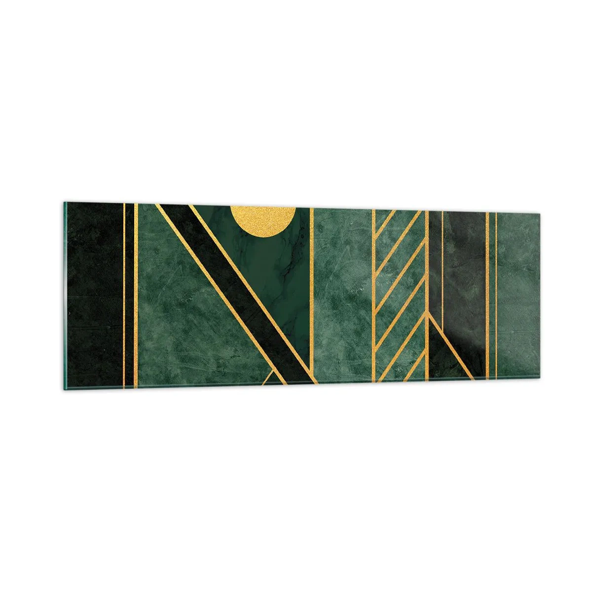 Tablou pe sticlă - Dinamica aurului și a azurului - 90x30 cm