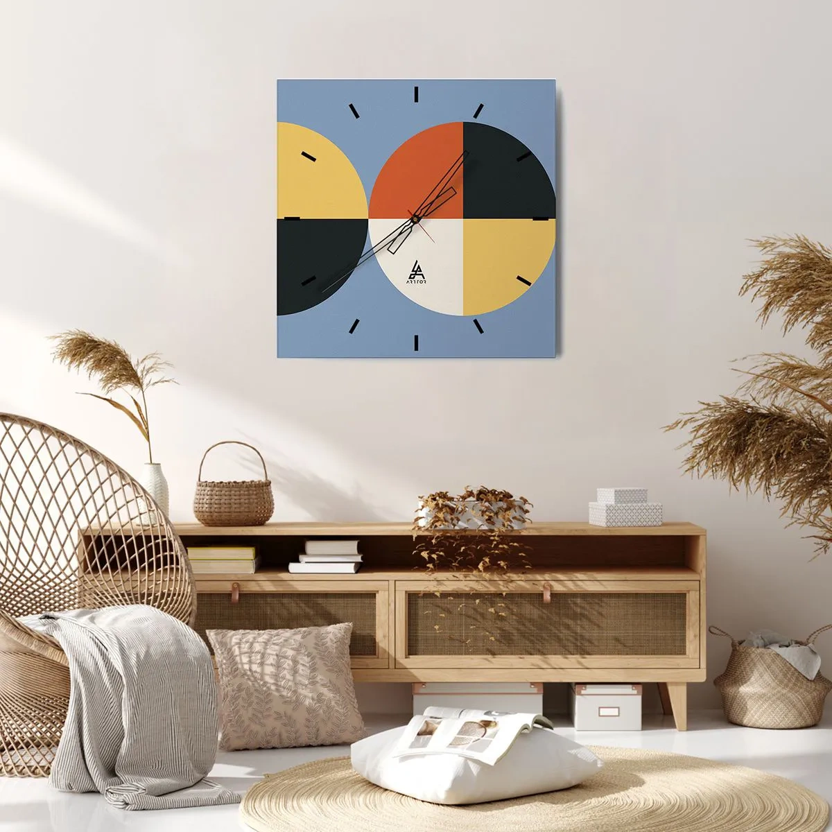 Ceas de perete - Ceas pe sticlă - Uită-te și numără - 30x30 cm