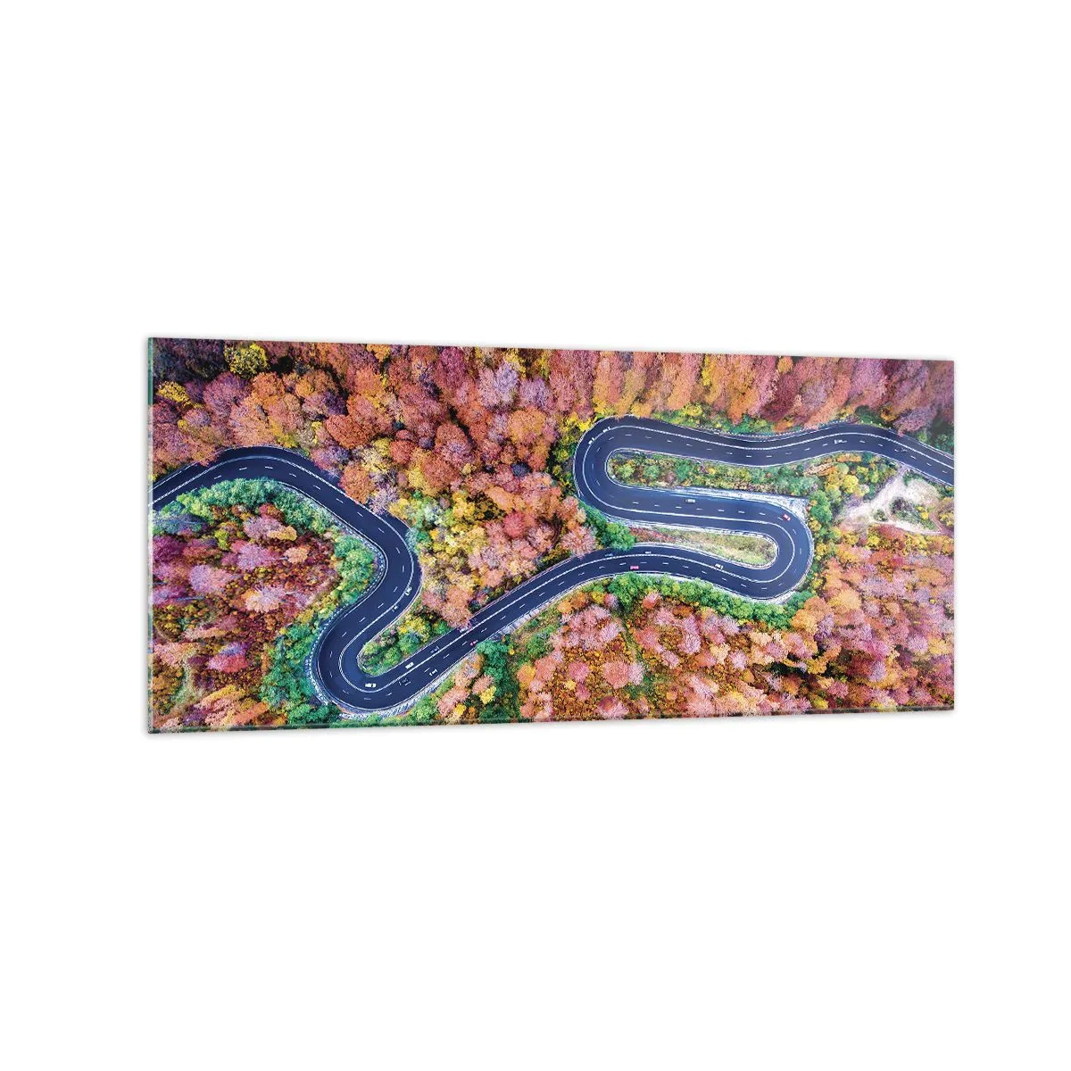 Tablou pe sticlă - Un drum șerpuit prin pădure - 120x50 cm