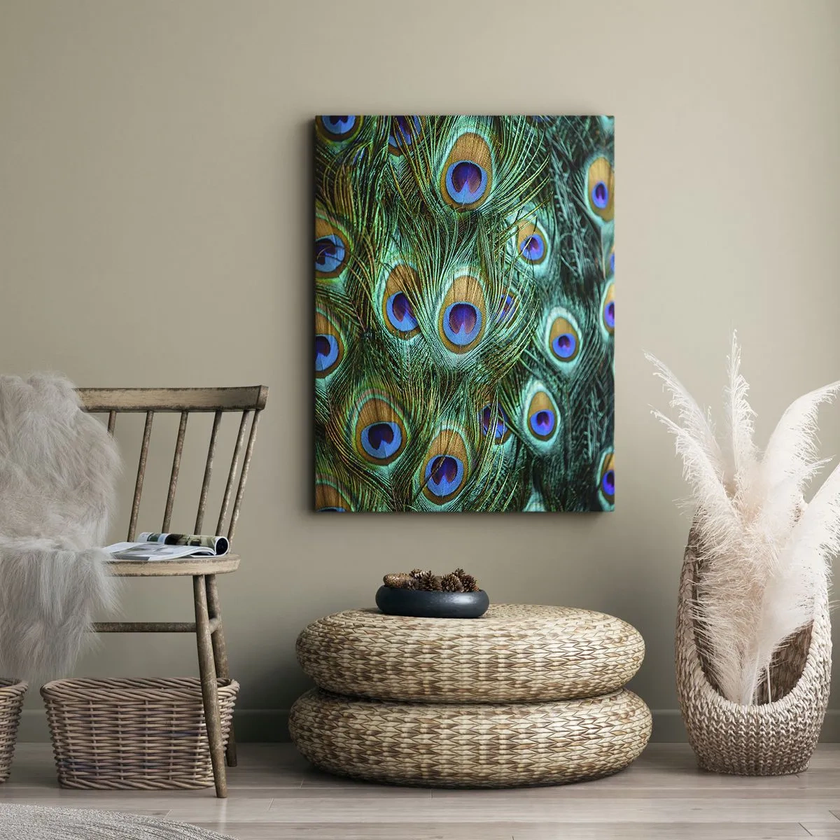 Tablou pe pânză - O privire cu ochi de păun - 50x70 cm