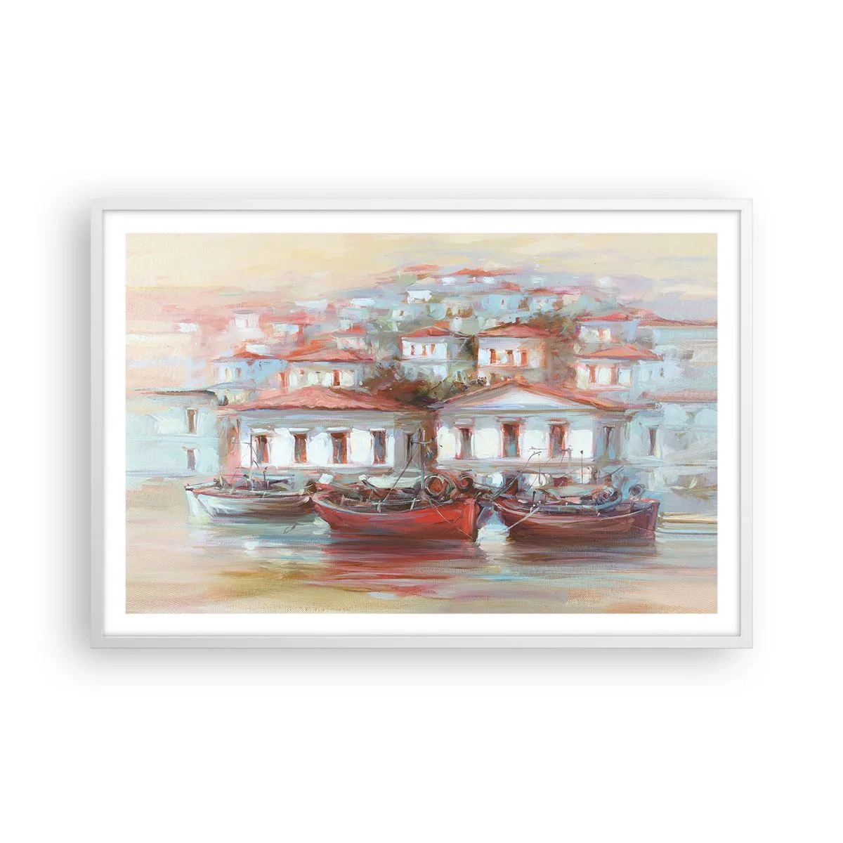 Poster în ramă albă - Orășel fericit - 91x61 cm