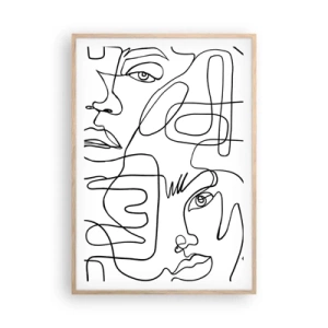 Poster în ramă de stejar deschis - Într-o încurcătură de emoții - 70x100 cm