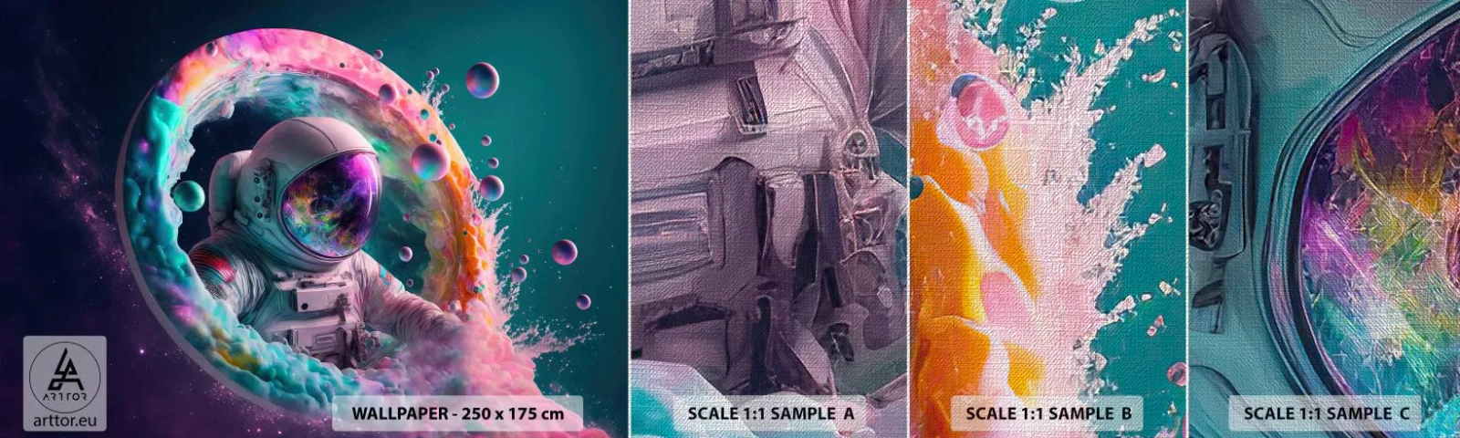 Mostră tapet Premium Canvas - Poarta stelară  - Astronaut, Galaxie, futurist - 100x30 cm