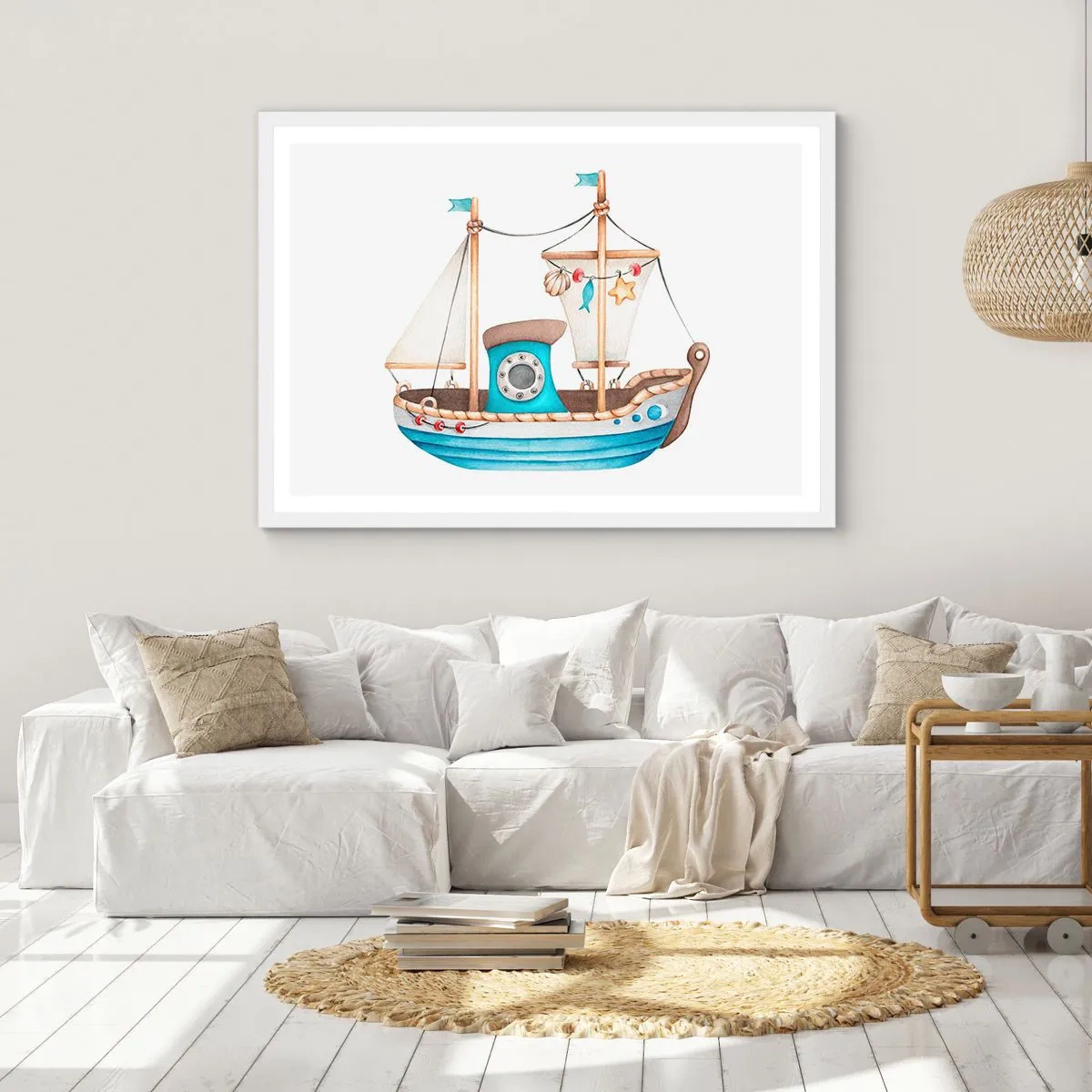 Poster în ramă albă - Ahoy aventura! - 100x70 cm