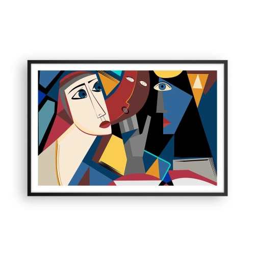 Poster în ramă neagră - Discuția cubiștilor - 91x61 cm