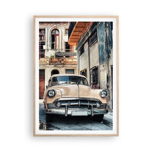 Poster în ramă de stejar deschis - O siestă în Havana - 70x100 cm
