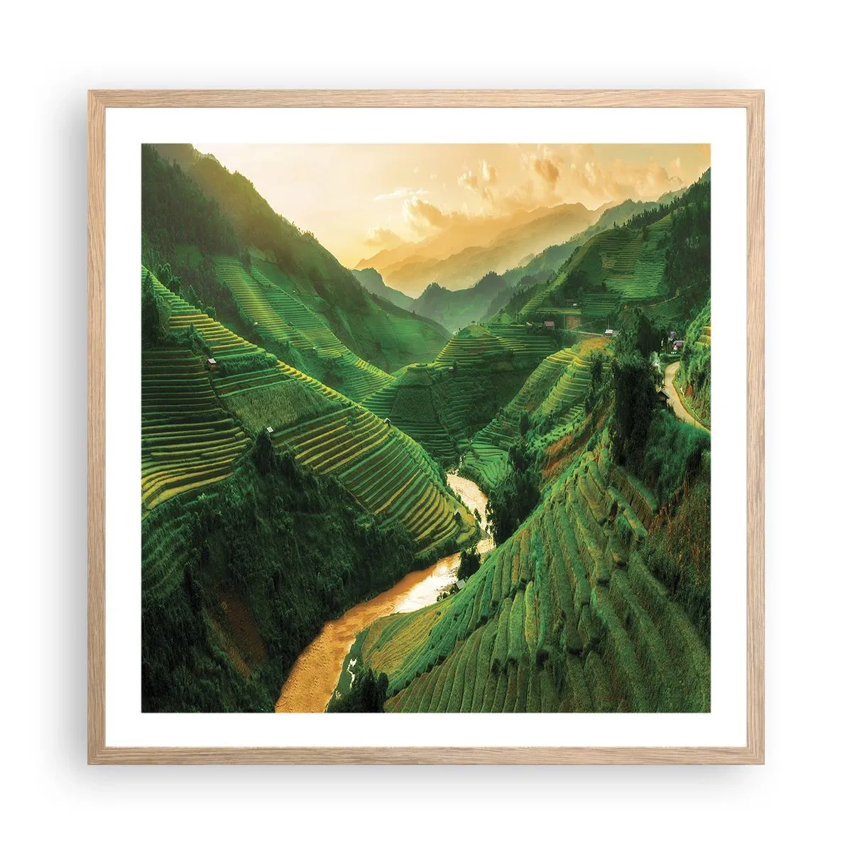 Poster în ramă de stejar deschis - Valea vietnameză - 60x60 cm