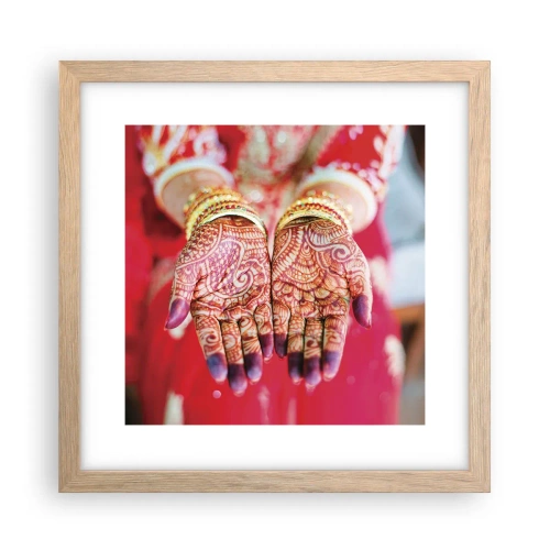 Poster în ramă de stejar deschis - Gata să prindă fericirea - 30x30 cm