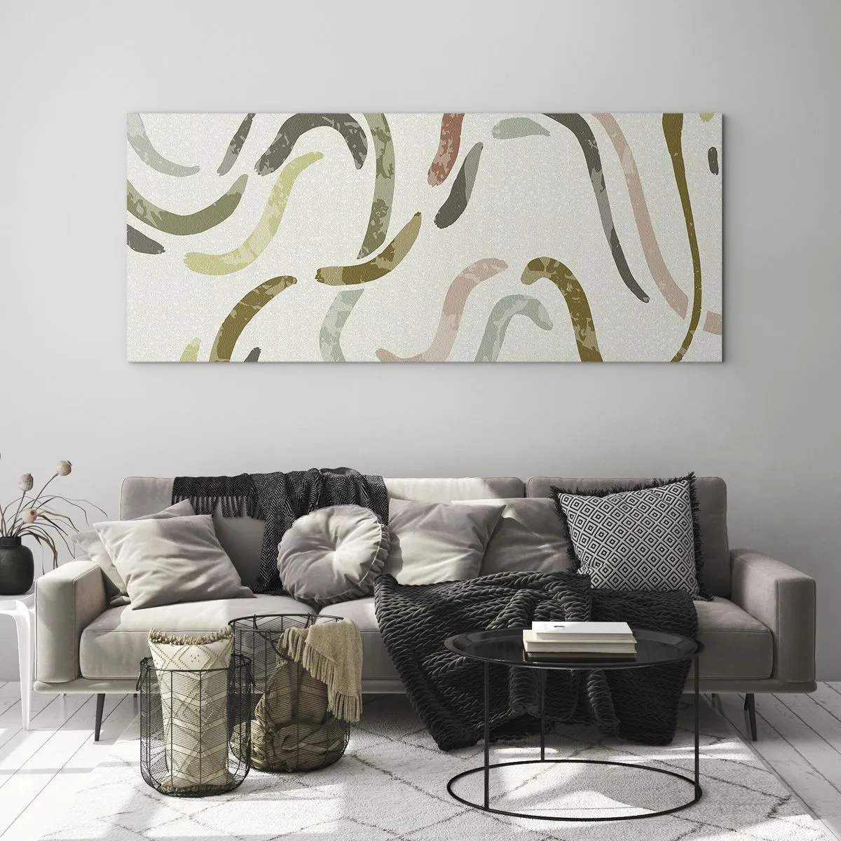 Tablou pe sticlă - Dansul vesel al abstracției - 90x30 cm