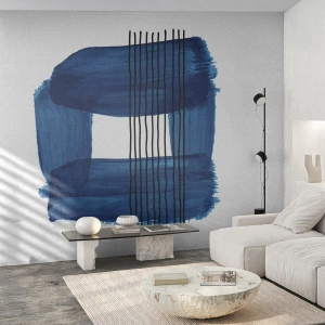 Tapet Premium Canvas - Compoziție albastru-negru - Abstracția, Bucată, Artă Modernă - 100x70 cm