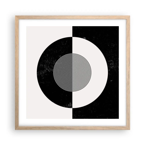 Poster în ramă de stejar deschis - Armonie în alb și negru - 50x50 cm