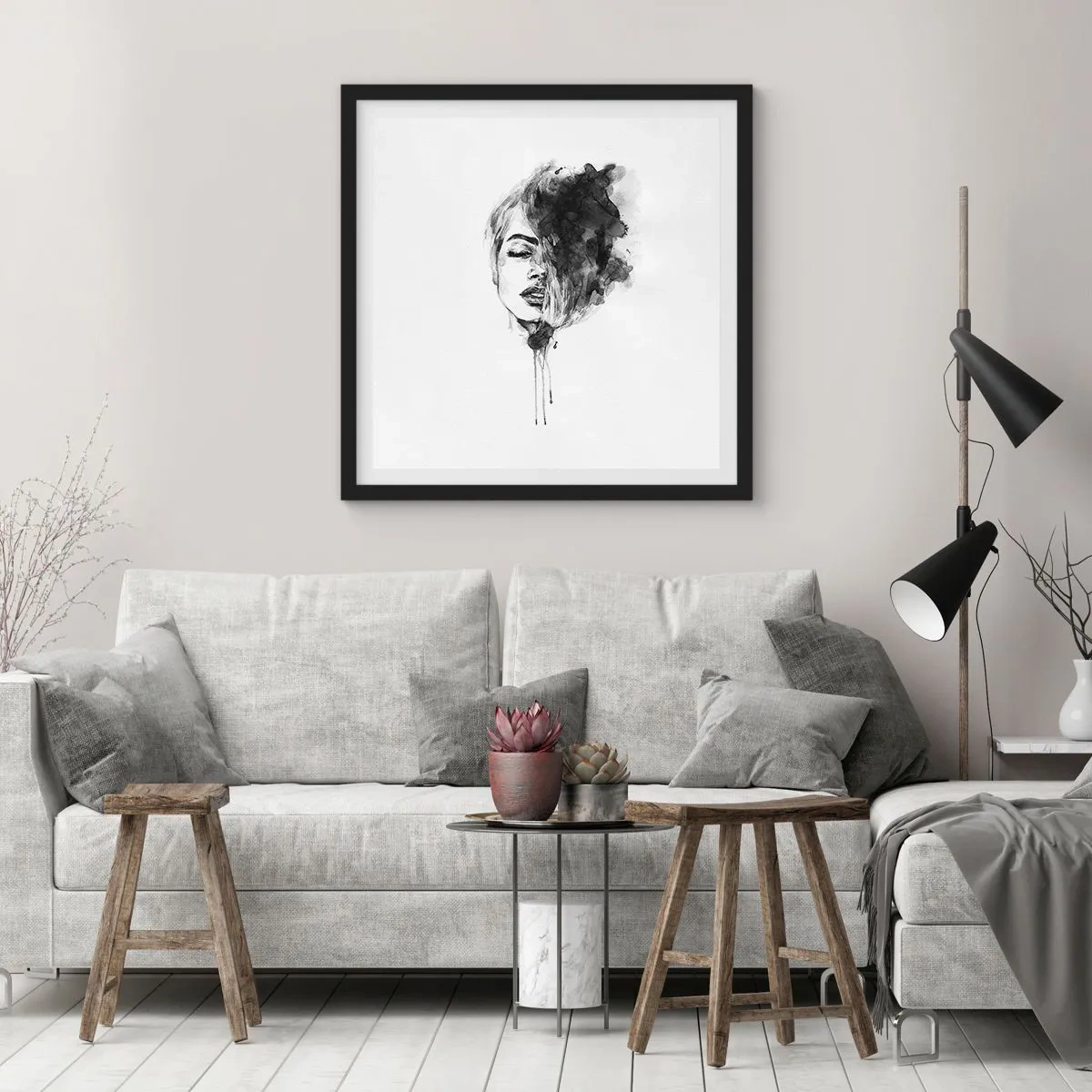 Poster în ramă neagră - La ce visează frumoasa - 30x30 cm
