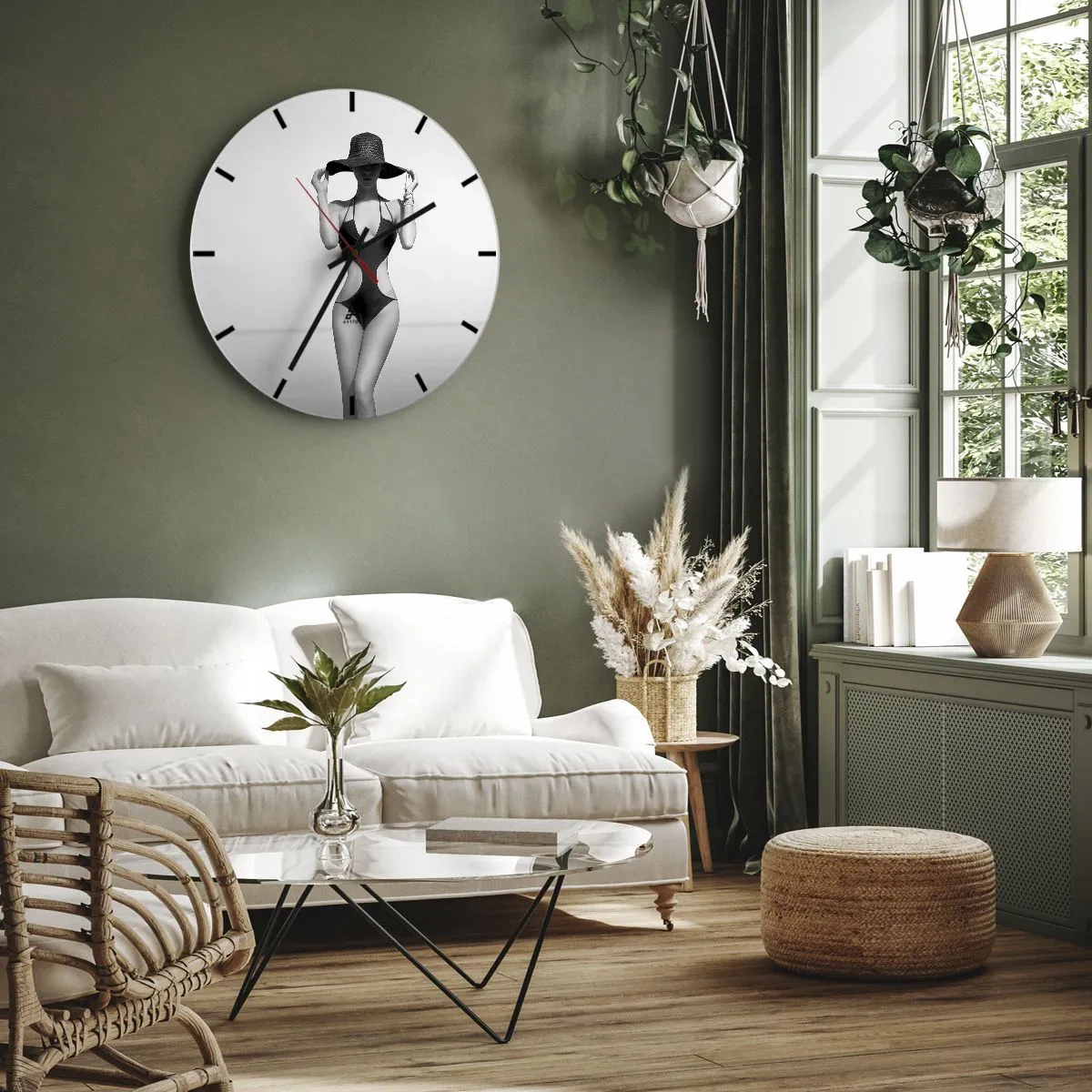 Ceas de perete - Ceas pe sticlă - Numele meu este: Eleganța - 40x40 cm