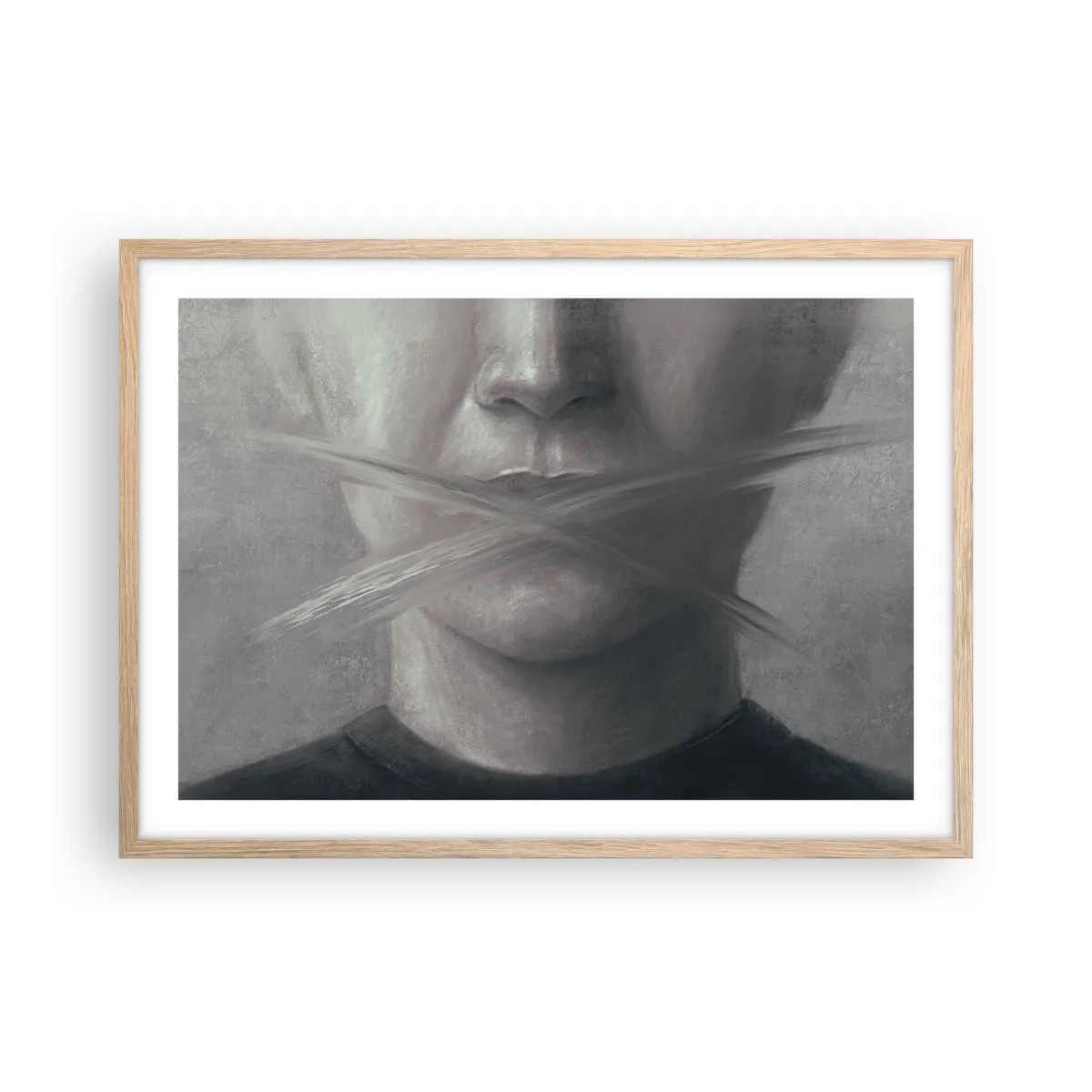 Poster în ramă de stejar deschis - Nici un cuvânt - 70x50 cm