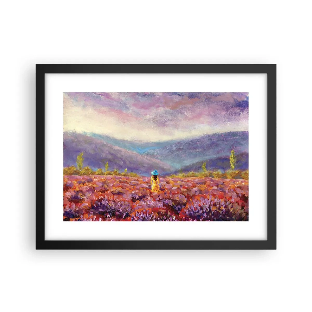 Poster în ramă neagră - Într-o lume de lavandă - 40x30 cm