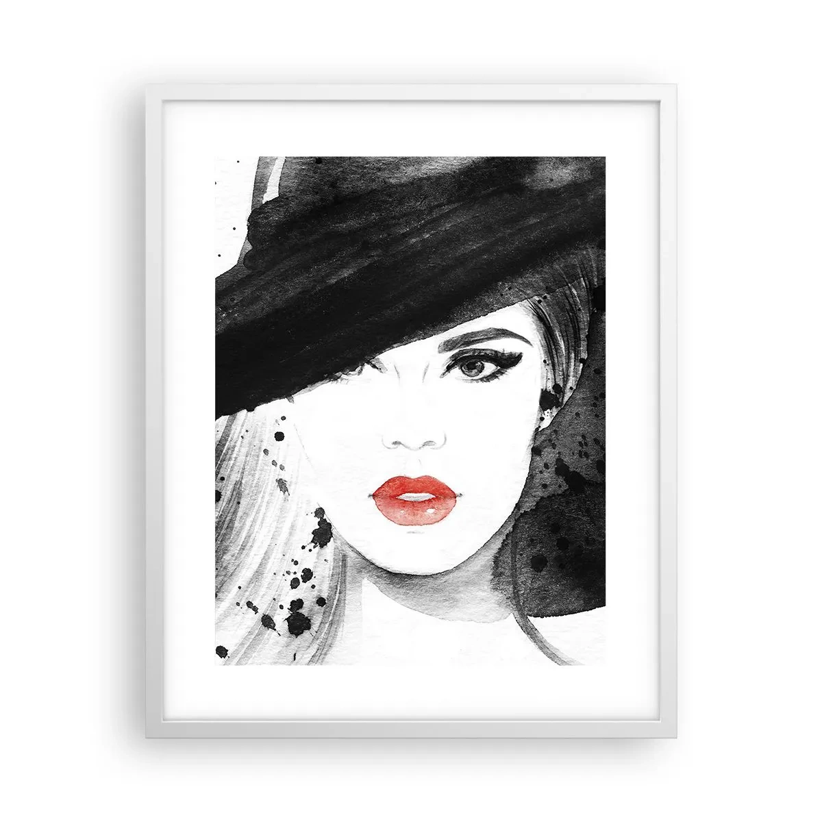 Poster în ramă albă - Doamna în negru - 40x50 cm
