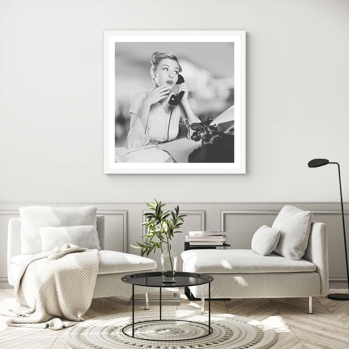 Poster în ramă albă - Bună ziua, suntem în anii '50. - 40x40 cm