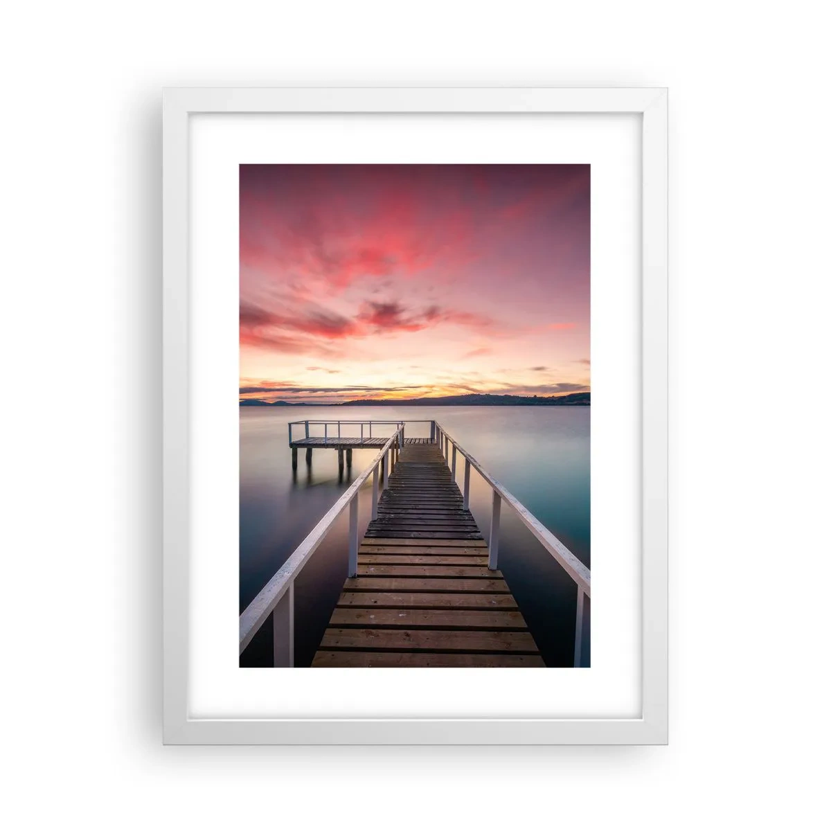 Poster în ramă albă - Flacăra blândă a serii - 30x40 cm