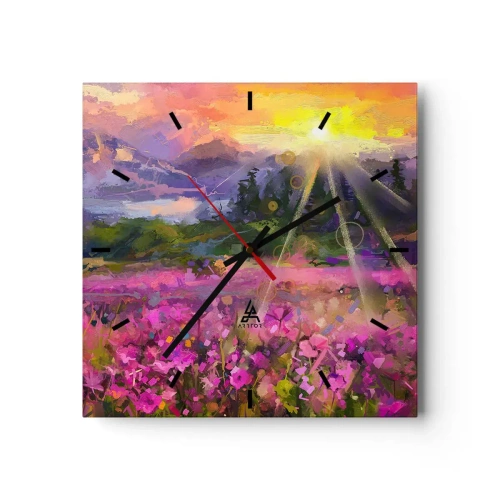 Ceas de perete - Ceas pe sticlă - Într-o vale sub protecția soarelui - 30x30 cm