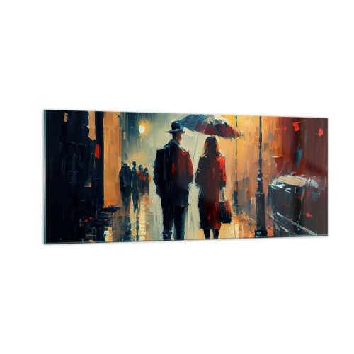 Tablou pe sticlă - Poveste de dragoste urbană - 100x40 cm