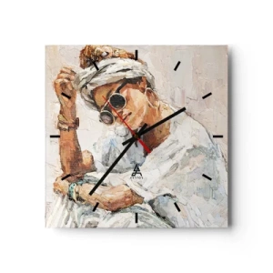 Ceas de perete - Ceas pe sticlă - Portret în plin soare - 30x30 cm