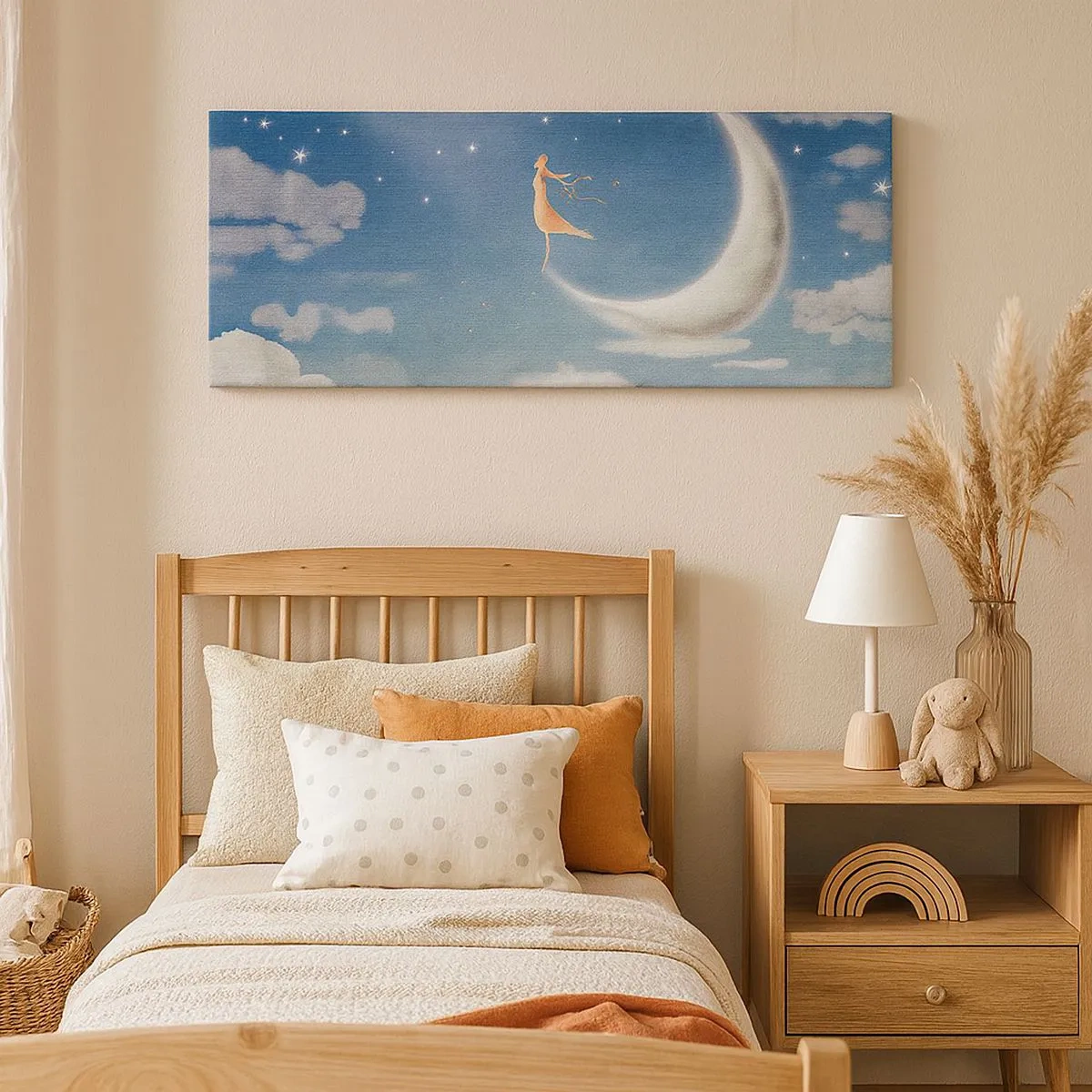 Tablou pe pânză - Provocatoare în albastru - 100x40 cm