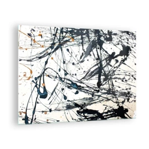 Tablou pe sticlă - Pete și linii abstracte pe un fundal deschis - 70x50cm - Cu sau fără sens? - Decorațiune modernă pentru perete pentru living și dormitor ARTTOR