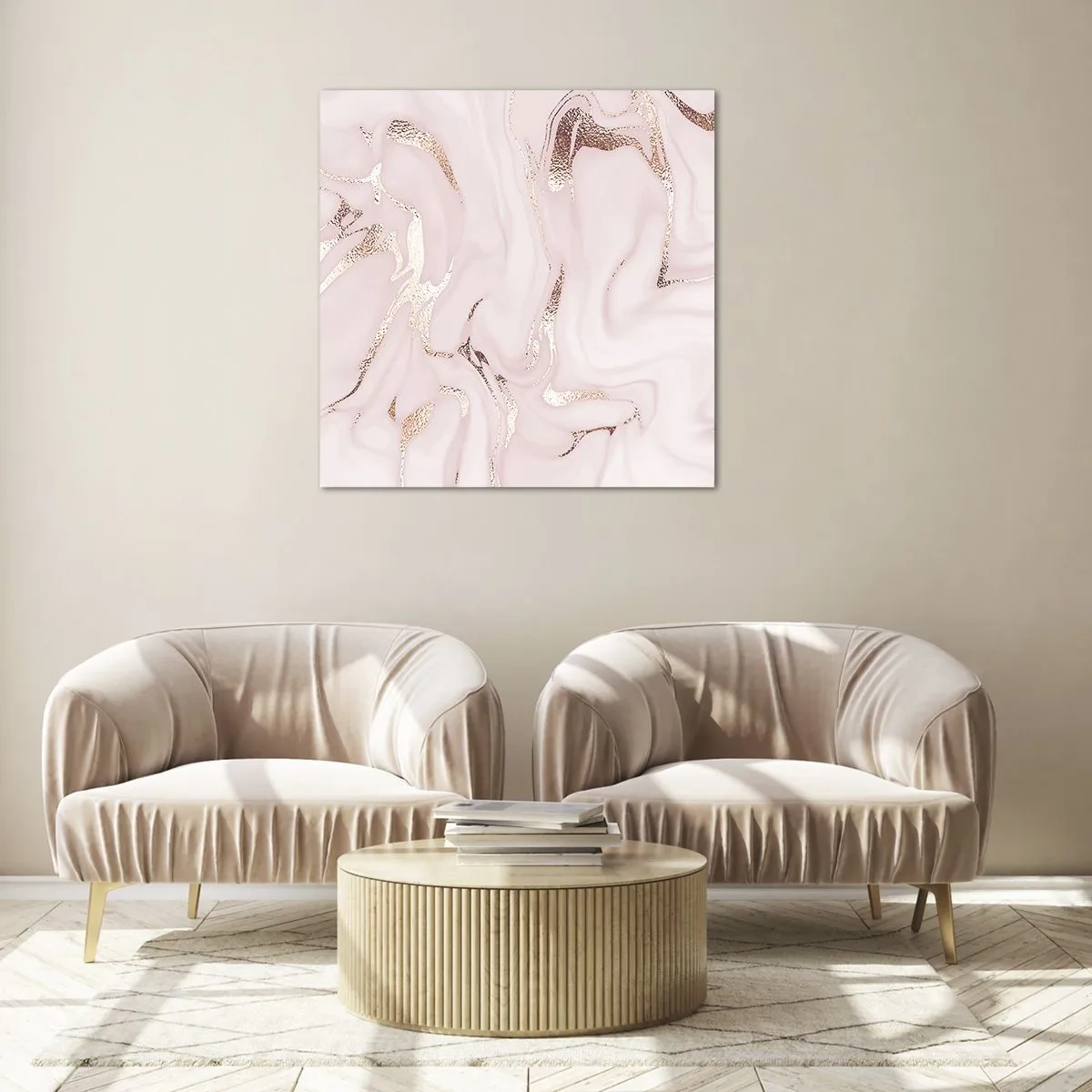 Tablou pe sticlă - În nebunia roz - 60x60 cm