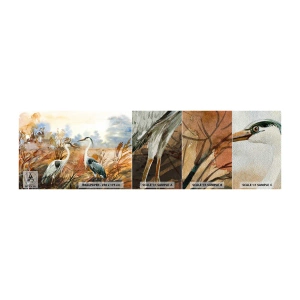 Mostră tapet Premium Sand - Încotro în toamnă? - Macara, Păsări, Natură - 100x30 cm