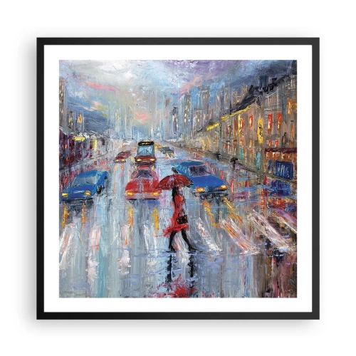 Poster în ramă neagră - O după-amiază ploioasă în oraș - 60x60 cm