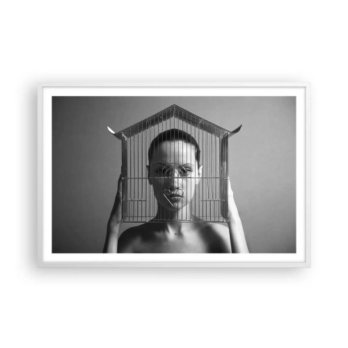 Poster în ramă albă - Un portret oarecum suprarealist - 91x61 cm
