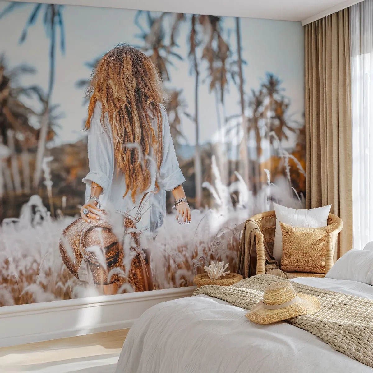 Tapet Premium Sand - Născută din puful de iarbă - Femeie, Epocă, Boho - 500x350 cm