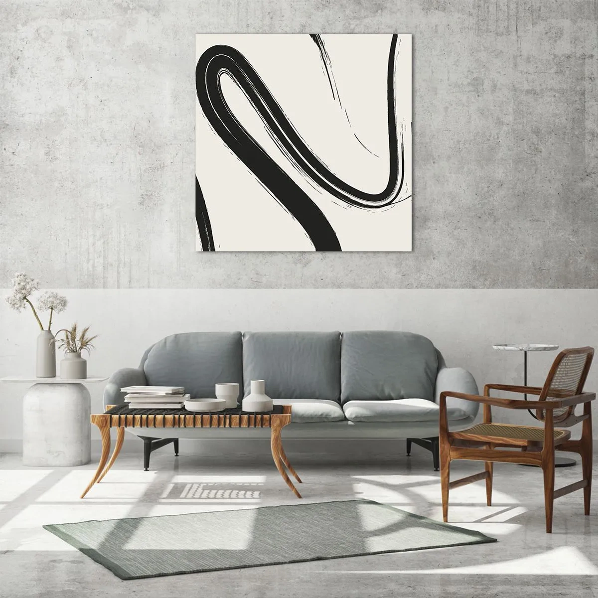 Tablou pe sticlă - Capriciu în alb și negru - 60x60 cm