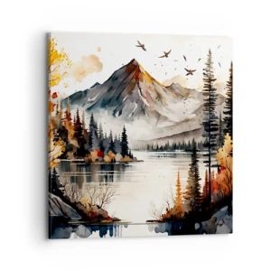 Tablou pe pânză - Toamna de aur în munți - 70x70 cm