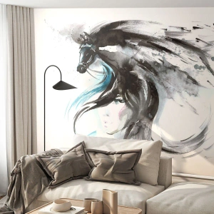 Tapet Premium Sand - Galopul Prințului Negru - Animale, Cal, Grafică - 250x175 cm