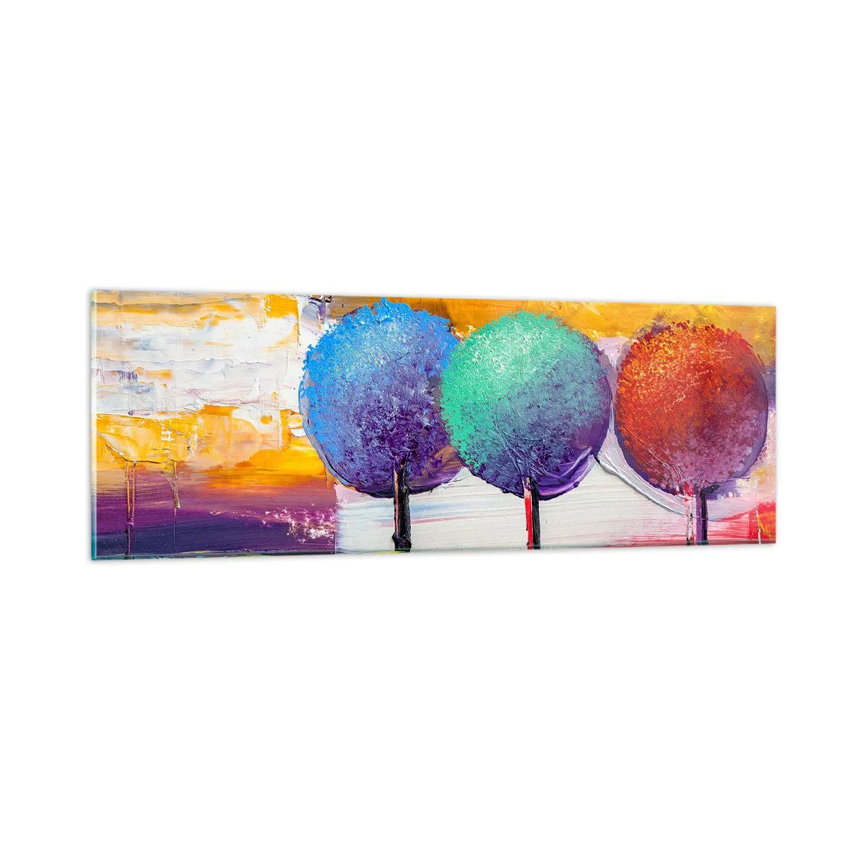 Tablou pe sticlă - Trei copaci - 90x30 cm