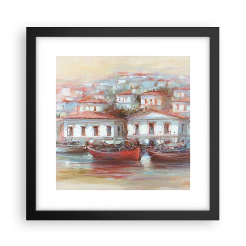Poster în ramă neagră - Orășel fericit - 30x30 cm